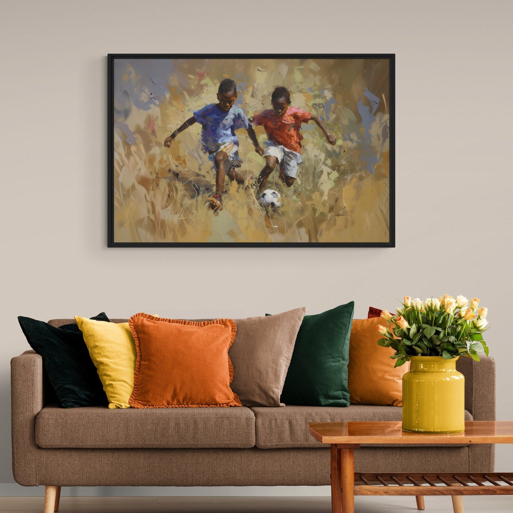 Soccer, African Art Canvas, Black Art Prints, Black Art Canvas Wall Art, African Art Print, African Wall Art, Afro Art, Boys, Children, Kids