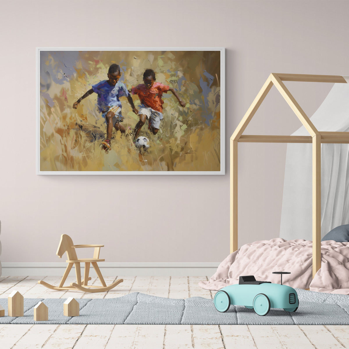 Soccer, African Art Canvas, Black Art Prints, Black Art Canvas Wall Art, African Art Print, African Wall Art, Afro Art, Boys, Children, Kids