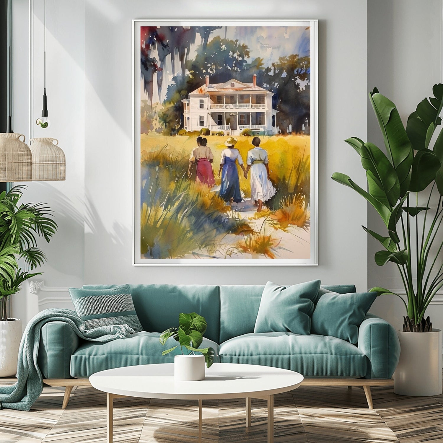 Gullah Geechee Art, Walking the way Home, Lowcountry Art Water Color Print, South Carolina, African American Canvas, Black History Art