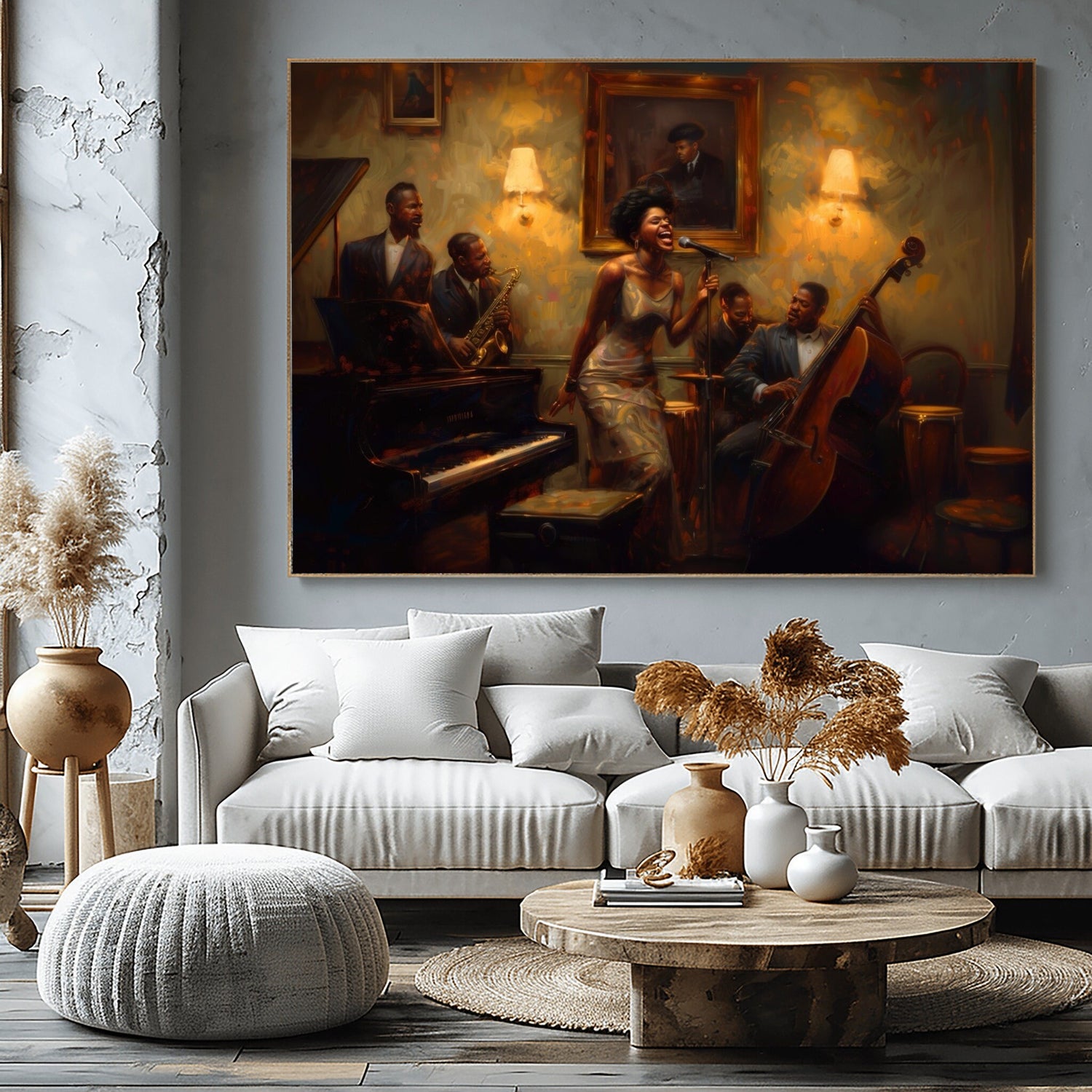 Black Jazz Music Canvas Print, African Jazz Music Wall Art, African American Jazz Club Art, Jazz Painting, Jazz Canvas Print, Jazz Orchestra