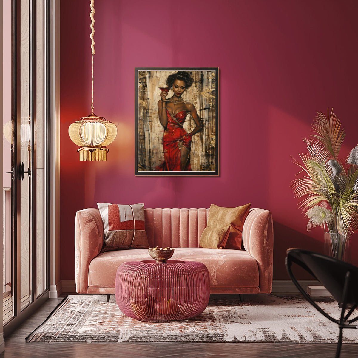 Black Woman Art having Wine, Black Art Prints, African American Wall Art, Melanin Art, Afro Wall Art, Afrocentric Wall Art, Feminine