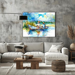 Gullah Geechee boys fishing boat canvas perfect for bedroom or gift for her. Gullah Geechee Art in lowcountry marsh.