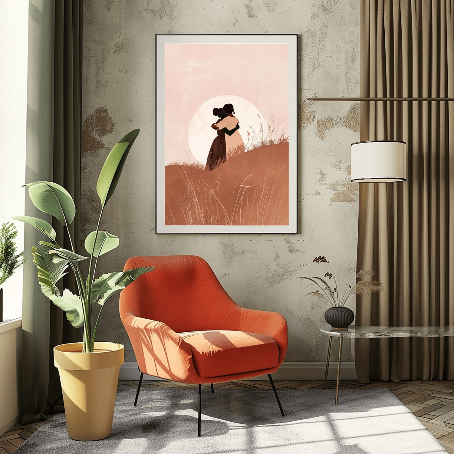 Sisters Boho Black Art Embracing, Black Women Art, Black Art Prints, African American Wall Art, Melanin Art, Afro Wall Art, Black Girl Art