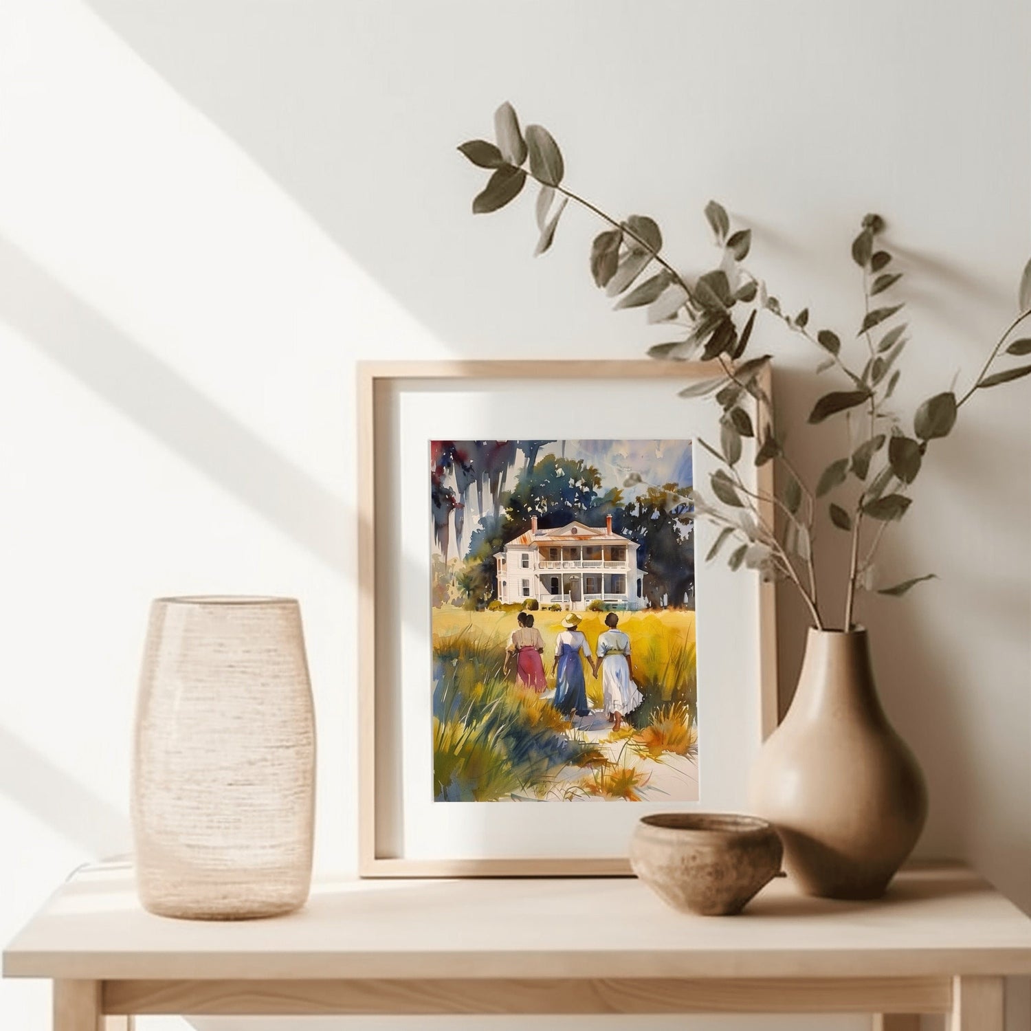 Gullah Geechee Art, Walking the way Home, Lowcountry Art Water Color Print, South Carolina, African American Canvas, Black History Art