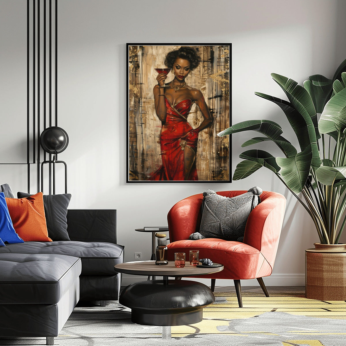 Black Woman Art having Wine, Black Art Prints, African American Wall Art, Melanin Art, Afro Wall Art, Afrocentric Wall Art, Feminine