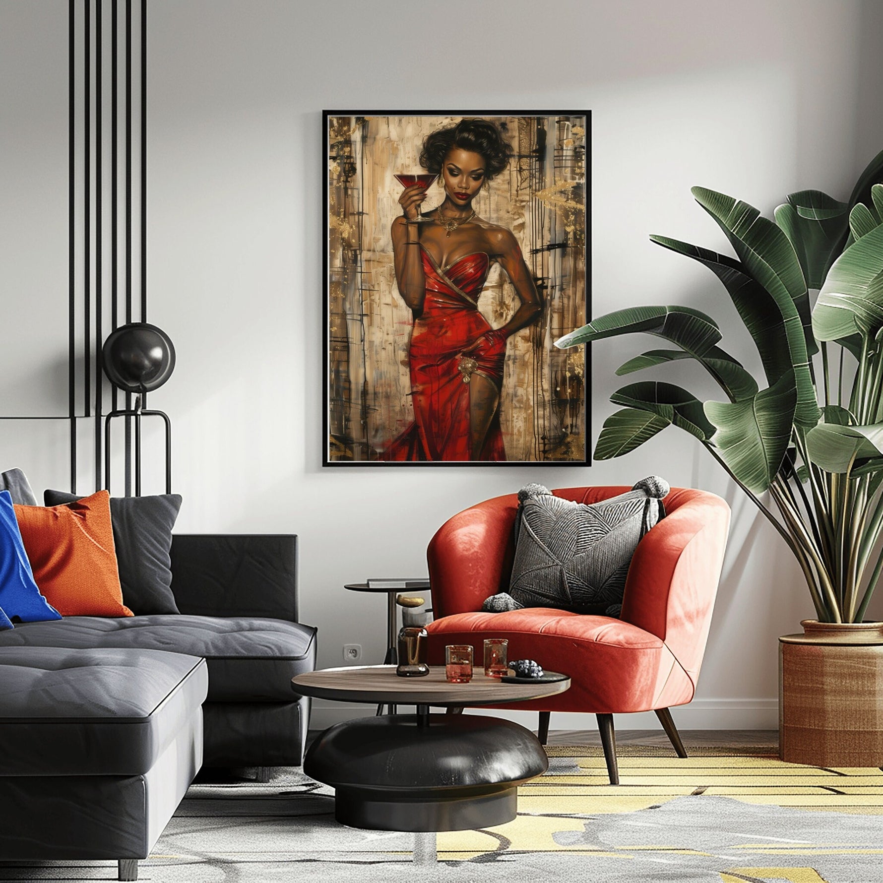Black Woman Art having Wine, Black Art Prints, African American Wall Art, Melanin Art, Afro Wall Art, Afrocentric Wall Art, Feminine