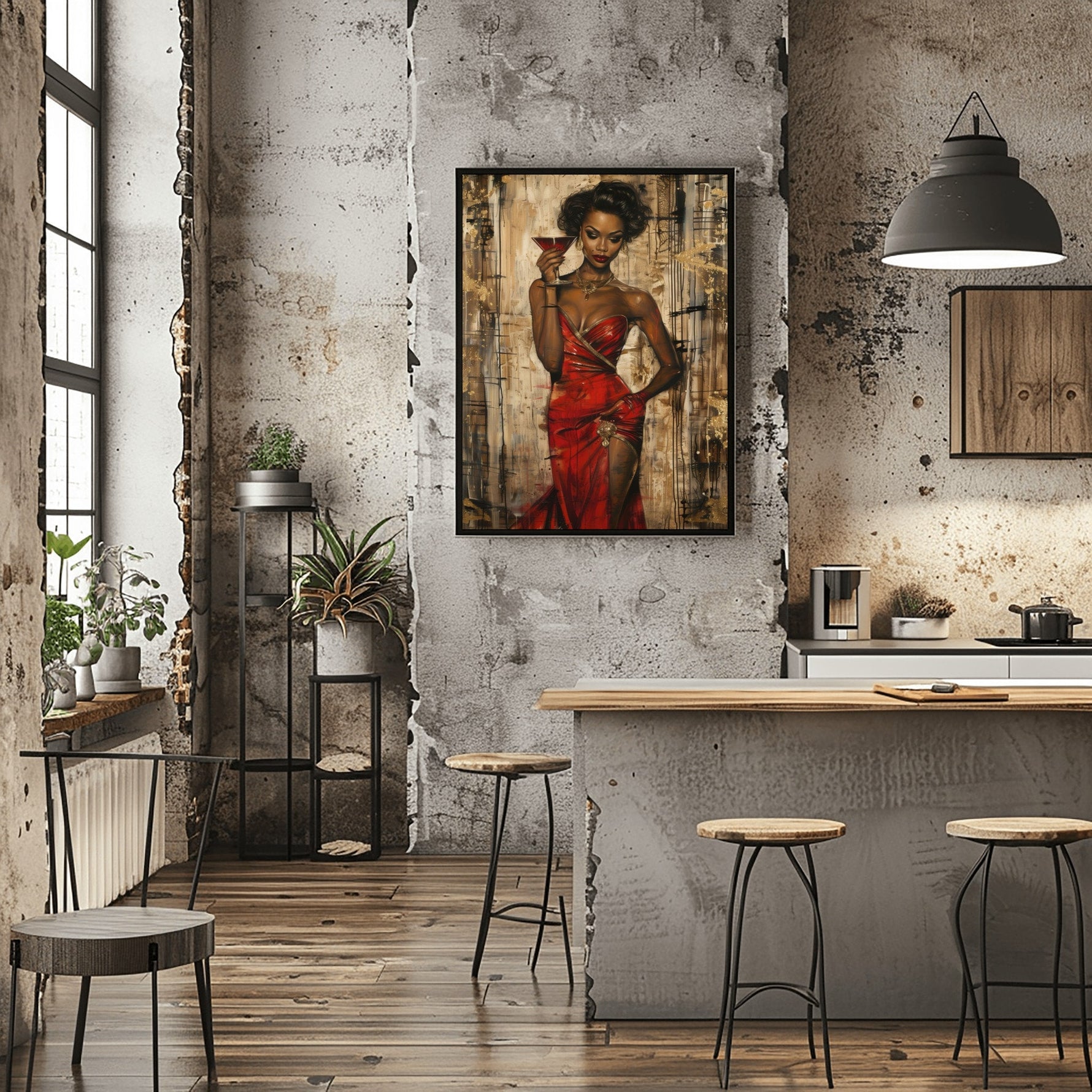 Black Woman Art having Wine, Black Art Prints, African American Wall Art, Melanin Art, Afro Wall Art, Afrocentric Wall Art, Feminine